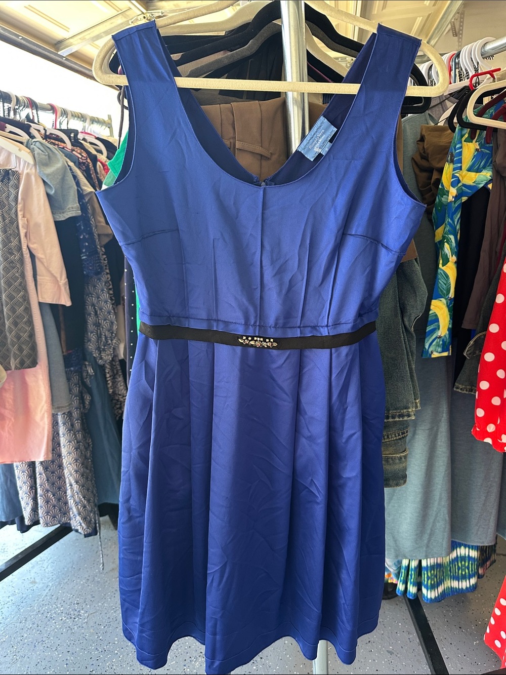 Simply Vera Wang Royal Blue Sleeveless Fit-and-Flare Dress with pockets